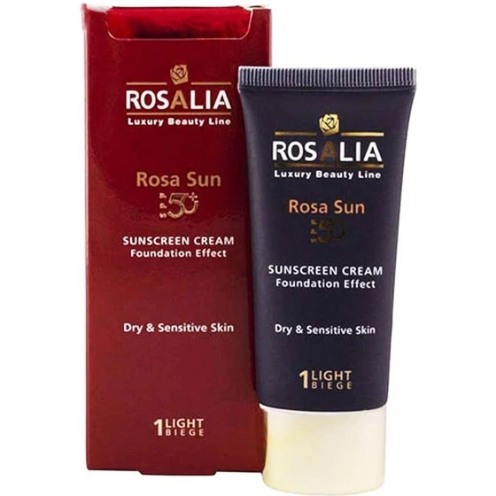 کرم ضد آفتاب رزالیا پوست خشک و حساس نچرال بژ SPF50