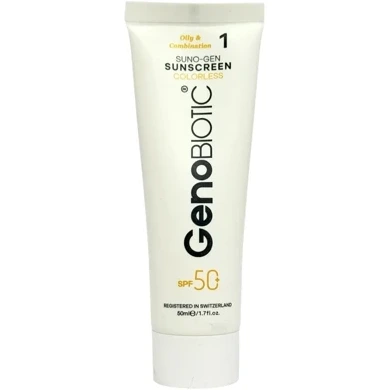 کرم ضد آفتاب ژنوبایوتیک SPF50 مناسب پوست چرب و مختلط حجم ۵۰ میلی‌لیتر