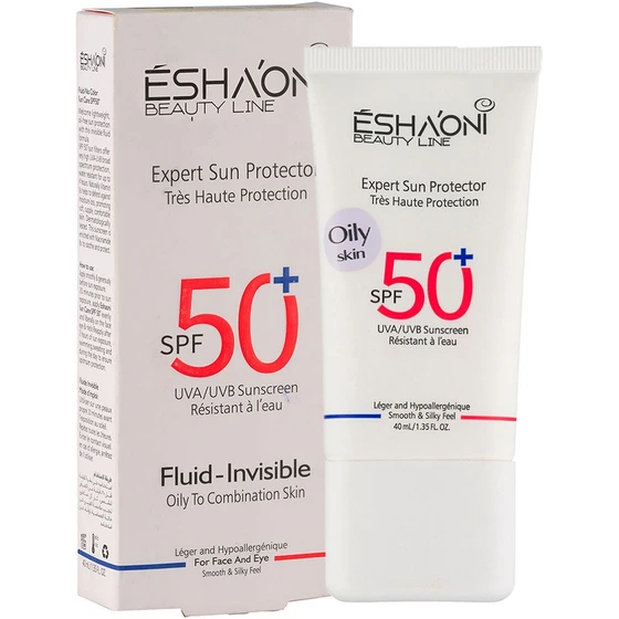 کرم ضدآفتاب فلوئیدی اشاونی بی رنگ با SPF50حجم ۴۰ میل - چرب تا مختلط