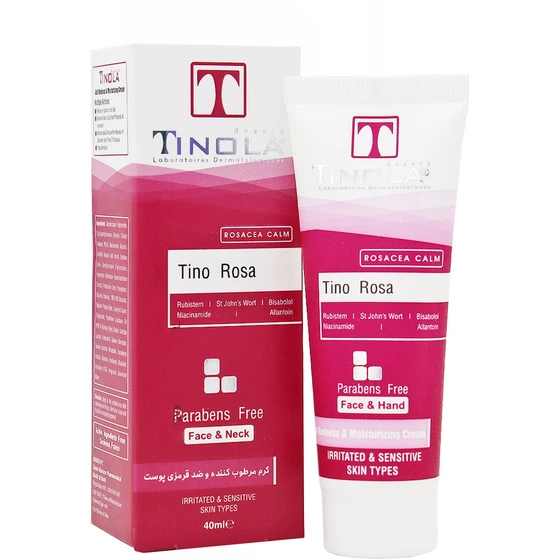 کرم مرطوب کننده تینولا مدل Tino Rosa حجم ۴۰ میلی لیتر مناسب پوست حساس ضد قرمزی