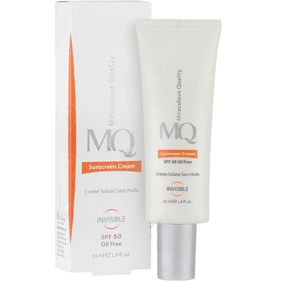 کرم ضد آفتاب فاقد چربی SPF50 بی‌رنگ ام کیو حجم 55 میلی لیتر